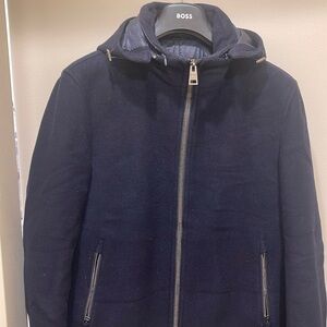 Herno Wool Puffer Jacket. Size 48 (M). Dark blue color.